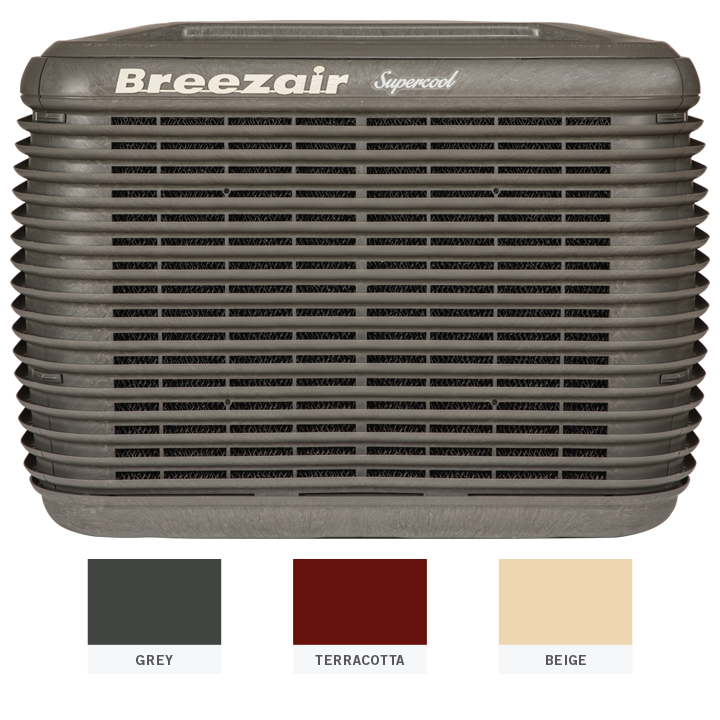 Breezair Supercool EXS 220 Evaporative Cooler with different colors.